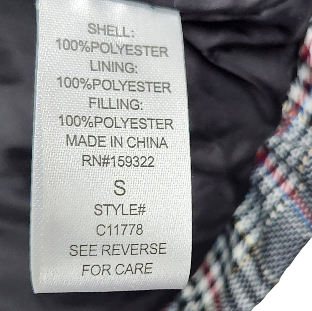 Central Park West Wesley Plaid Striped Puffer Jacket Moc Collar Womens Size S - Picture 10 of 11